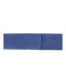 Wheelchair Leg Strap in denim blue color, featuring a wide fabric band with clean stitching and folded design for comfortable leg positioning while seated in a wheelchair. Made to match blue denim seated jeans.