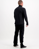 Back view of the Louis Thermal Top in classic black, showing full-length sleeves and a turtleneck design. The thermal top is styled with matching black pants and casual sneakers against a white background, demonstrating its versatile everyday wear appeal.