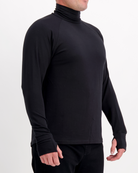 Louis Thermal Top shown in classic black with a turtleneck design, featuring long sleeves with thumb holes, displayed against a white background to highlight its sleek silhouette and adaptive comfort wear details.